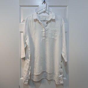 J. Jill Love Linen 100% Linen Tunic Blouse Size XL Petite Cottage Nautical Beach